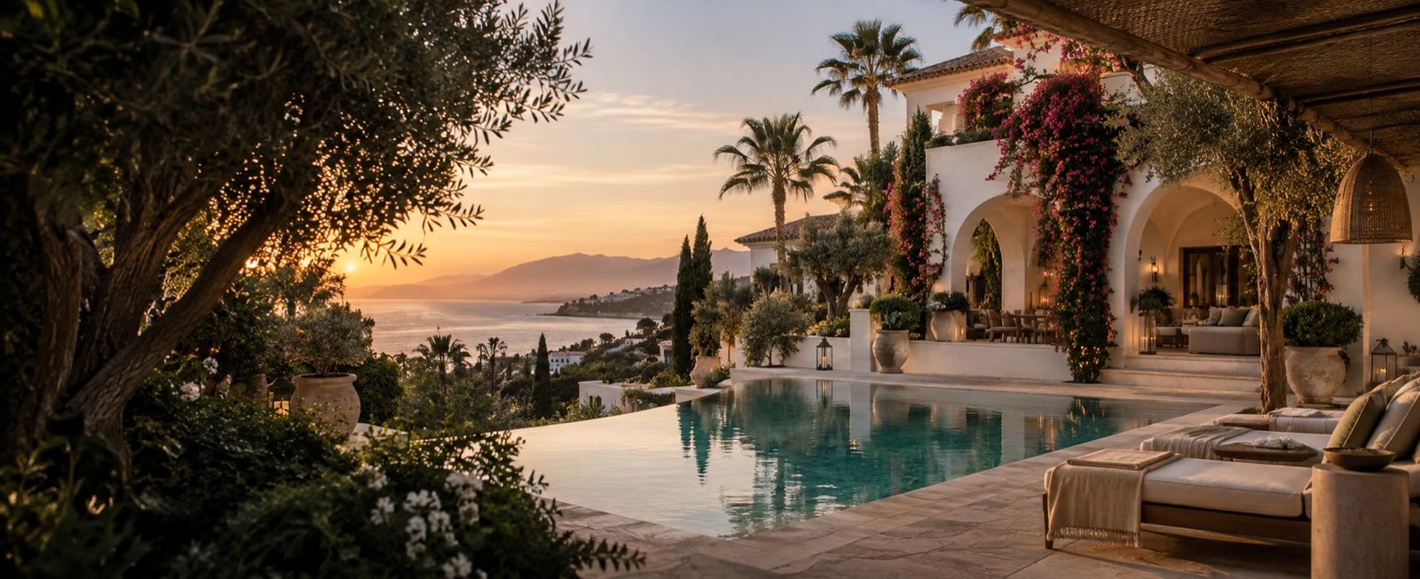 Aurea Properties concept: a contemporary villa framed by Mediterranean greenery